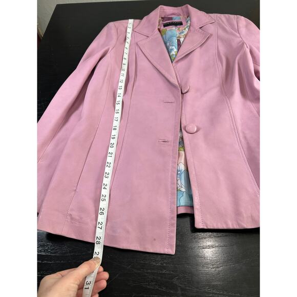 90 Y2K blazer- leathered - light dusty pink- rose- missing size tag- some spots2 - Picture 7 of 16